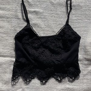 Billabong Crochet Lace cropped tank top in black